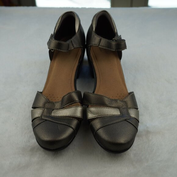 Clarks Emily Daisy Sandals Heels Bronze Ankle Strap Sandals 9.5‎ - Picture 2 of 11